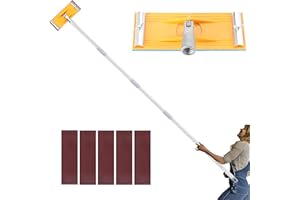 IAOVAW Pole Sander for Drywall, Wall Sander for Painting Prep, Ceiling Sander, Drywall Sander Tool with Extendable Pole 31" to 74", Deck Sander, Popcorn Ceiling Removal Tool, 5 Sandpapers