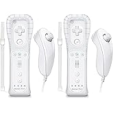 Degulan Remote Controller for Motion Plus Wii and Nunchuck, Wireless Controllers Compatible with Wii/Wii U with Silicone Case and Wrist Strap (White)