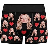 Custom Men's Funny Face I Love You Valentines Boxer Shorts Novelty Briefs Underpants Printed with Photo (XS-XXXL)