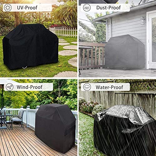 EASYBUYTECH Waterproof BBQ Grill Cover Barbeque Cover Anti Dust Rain UV for Gas Charcoal Electric Barbecue Accessories Outdoor Garden, 145x61x117cm