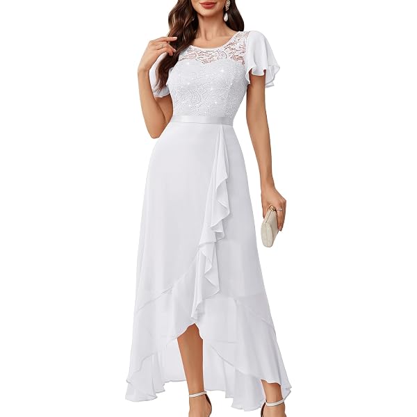 Jessica Howard Women's High-Low Dress with Lace Bodice, Blush, 6 at Amazon  Women's Clothing store