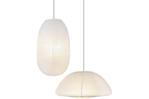 METHEDEECO White Paper Lanterns 19+21inch 2PCS Large Rice Paper Lamp Shade Hanging Semicircular and Elliptical Pendant Light Shade Chinese Lantern for indoor bedroom,living room.Thanksgiving Decor