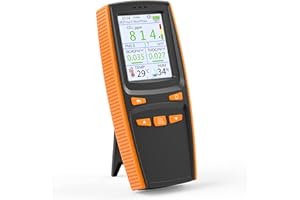 Air Quality Monitor, Aiment Handheld High Accurate Sensor CO2 Detector 10-in-1 Multifunctional Air Quality Detector for CO2 PM1.0/2.5/10 Formaldehyde(HCHO) TVOC/AQI Temp HUMI for Indoor Home Industry