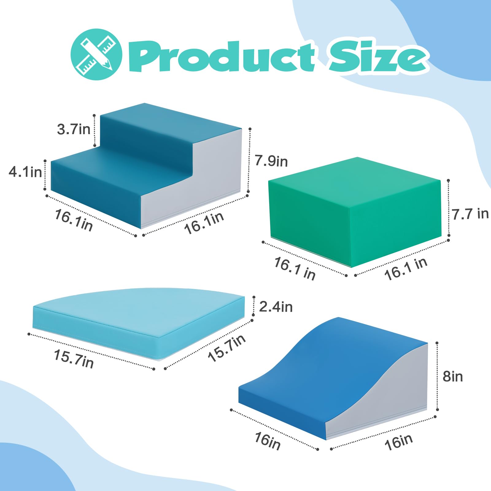 4-Pieces Climbing Toys for Toddlers: PU Leather - Soft Play Climbing for Toddlers - Foam Climbing Blocks for Crawling and Sliding Indoor Playground for Kids