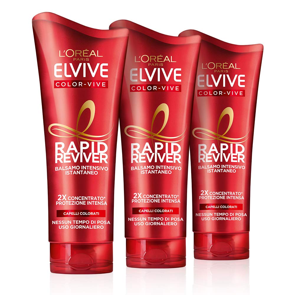 L'Oréal Paris Elvive Rapid Reviver Color Vive Instant Intensive Conditioner, Enriched with Amino Acid and Vitamin E for Coloured Hair, Pack of 3