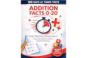 100 Days of Timed Tests: Addition Facts 0-20: Grade 1 Math Practice Workbook, Ages 6-7 | Essential Addition Drills for Speed 