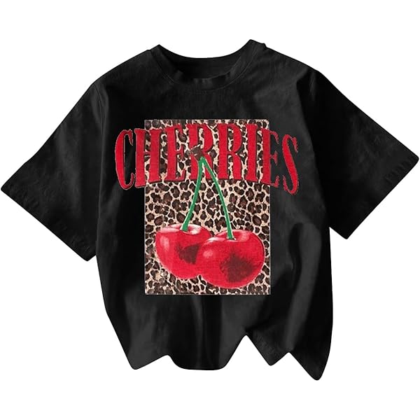SOLY HUX Women's Plus Size Graphic Tees Cherry Leopard Print T