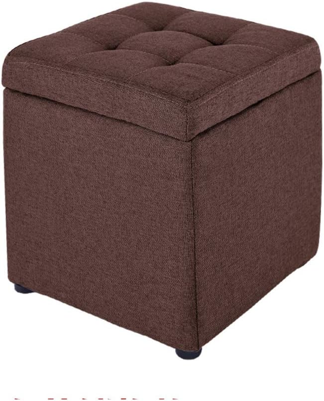 Portátil Otomana almacenaje, Taburete puff cuadrado Tela Asiento