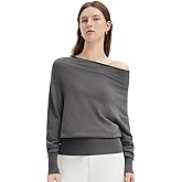 SUUKSESS Women Cashmere Oversized Off Shoulder Pullover Sweater Batwing Knit Top
