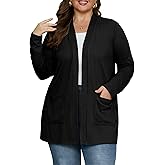 OLRIK Plus Size Lightweight Cardigan for Women 2026 Spring with Pockets Long Sleeve Casual Jacket Open Front Cover Ups