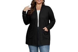 OLRIK Plus Size Lightweight Cardigan For Women 2025 With Pockets Long Sleeve Casual Jacket Open Front Cover Ups