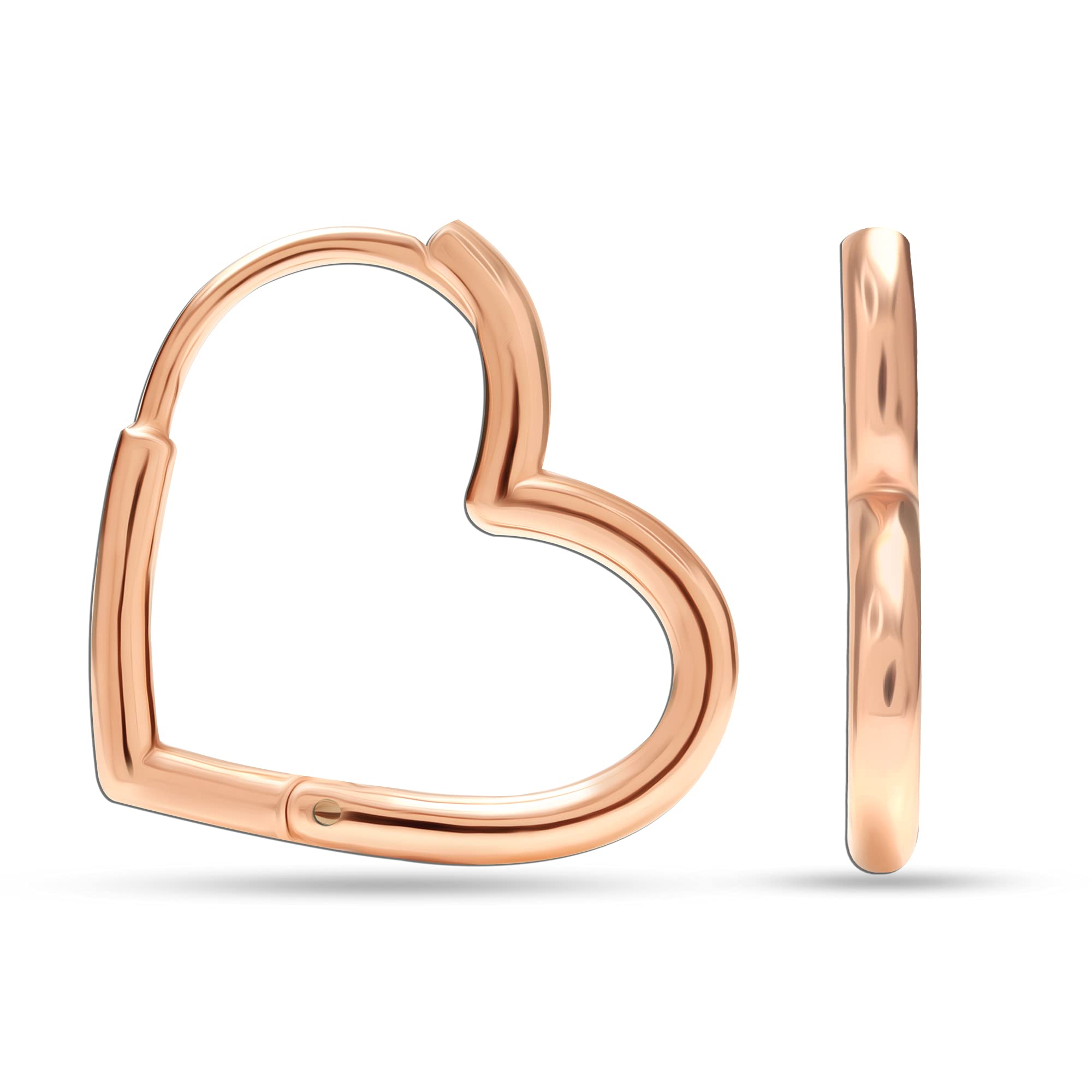 Charmsy 925 Sterling Silver Elegant Sterling Silver Jewellery Small Rose Gold-Plated Heart Huggie Hoop Earrings for Women Teen 22MM | Lightweight Silver Earrings Jewellery Gift for Women