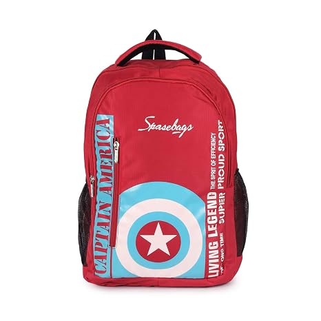 MultiZone Festive Collections Smart Laptop College Daypack Bag Captain America Design (Red, 22 L) PU Casual Backpack
