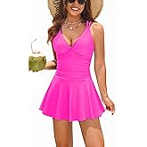 Daci Women's One Piece Swim Dress-Modest Tummy Control Swimdress Bathing Suit 2026 Ruched Swimsuit with Skirt