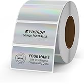 YIKIADA Silver Thermal Labels Vinyl 1 × 2 Inch Self-Adhesive Holographic Direct Printable Address Stickers Roll Waterproof Printer Decals for QR Code DIY Name Tag 200 PCS
