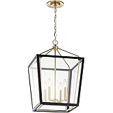 Kichler Delvin 4-Light Pendant, Updated Traditional Light with Clear Glass in Champagne Bronze and Black, for Foyer, Dining R