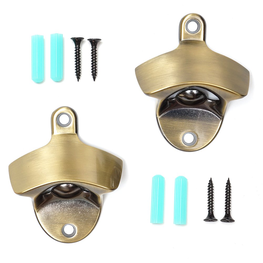 DIYI Retro Wall Mounted Bottle Opener Zinc Alloy with Free Stainless Steel Mounting Screws - Green Bronze