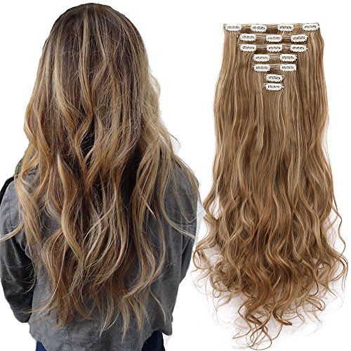 3-5 Days Delivery 7Pcs 16 Clips 24 Inch Wavy Curly Clip in on Double Weft Hair Extensions