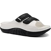 COFACE Mens Recovery Sandals Arch Support Orthopedic Walking Slides for Men Adjustable Thick Cushioned Orthotic 2025 Man Plantar Fasciitis Comfort Casual Outdoor WhiteBlack Size 11