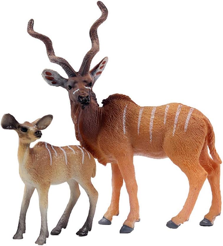 FLORMOON Animal Figures, 2pcs Realistic Horned Antelope Action Model, Plastic Wild Animal Learning Party Favors Toys