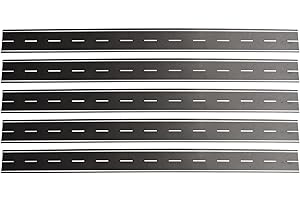 N Scale Road Strips, 5-Pack Black Asphalt Sheets 40mm x 500mm, Flexible Self-Stick Model Railway Scenery for DIY Layouts and 