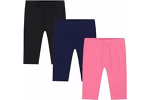 Coralup Girls' Knee Length Cotton Bike Shorts Kids' Summer Casual Sports Shorts 3 Pack 2-8 Years