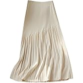 OYOANGLE Women's Pleated Knit Maxi Skirt High Waist Flared Long Sweater Skirts Fall Outfits