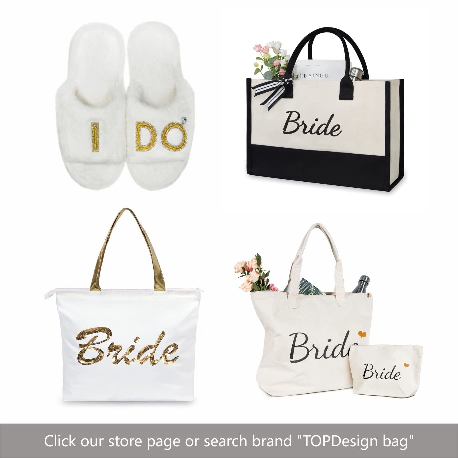 TOPDesign Canvas Tote Bag, Bridal Shower Gifts for Bride, Wedding Bachelorette Bride Gifts Shoulder Bag