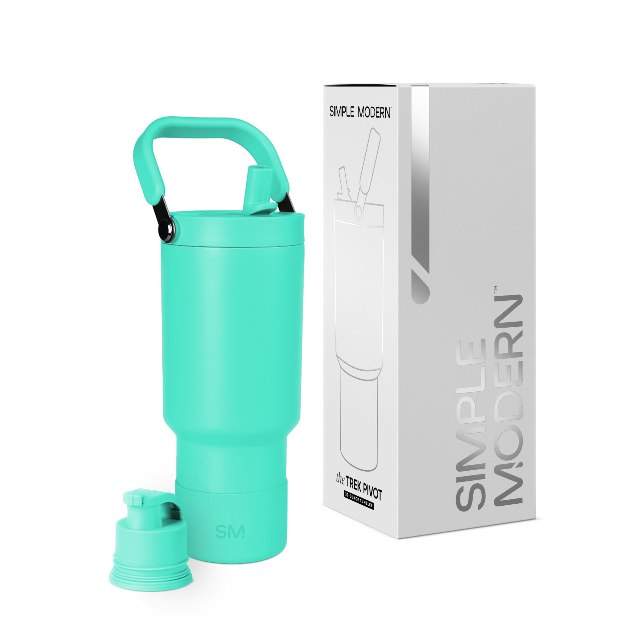Simple Modern Trek Pivot | 30oz Flip Straw Tumbler with Handle | Water Bottle & Boot | Interchangeable Straw & Chug Lids | Insulated Stainless Steel Jug | Gym Sports Outdoors | Tropical Wave Image