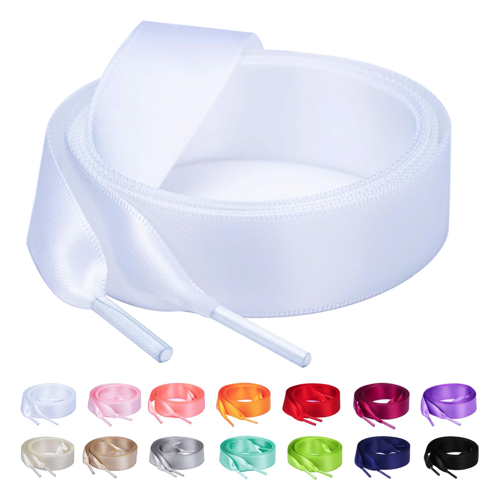 Booyckiy Flat Colorful Satin Ribbon Shoelaces