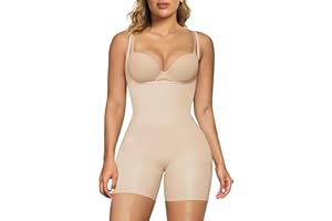 SHAPERX Women's Bodysuit Tummy Control Shapewear Open Bust Thigh Slimmer Seamless Body Shaper