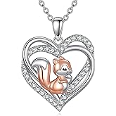 Hancock Squirrel Necklace 925 Sterling Silver Squirrel Animal Heart Pendant Jewelry Gift for Women