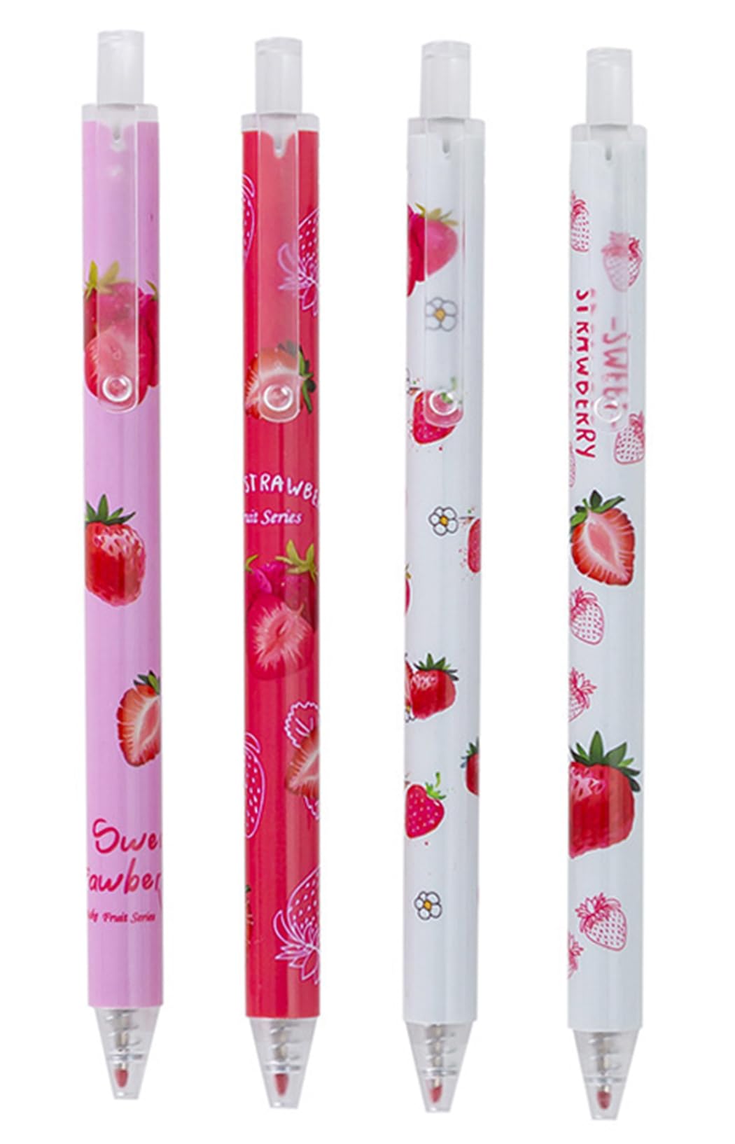 Ranvi 18 PCS Retractable Ballpoint Pen Cute Strawberry Style Fruit Pens Black Ink for Stationery School Office