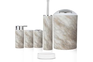 Bathroom Accessory Set 6 Piece Brown Umber Almond Bronze Buff sienne Beige Taupe Toothbrush Cup Toothbrush Holder Soap Dispen