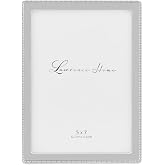 Lawrence Frames Metal Picture Frame with Delicate Outer Border of Beads, Silver, 5x7