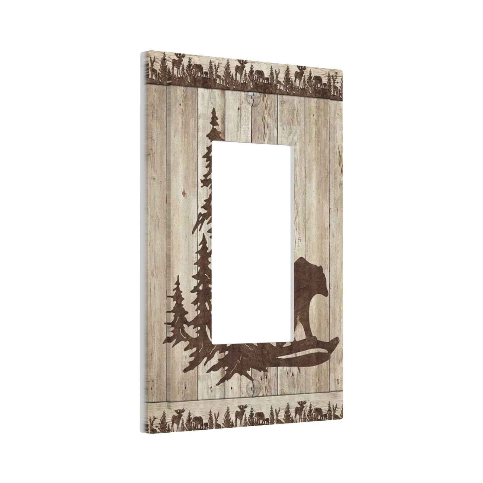 Rustic Wood Bear Forest 1 Gang Rocker Light Switch
