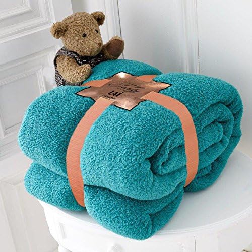 UAREHOME Large Soft Warm Fleece Cuddly Teddy Bear Throw Sofa Double King Bed Blanket (200 x 240 CM, Teal)