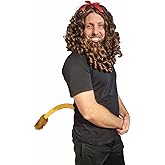 HandinHandCreations Cowardly Lion Curly Wig Costume - Full Lion Mane with Beard and Tail
