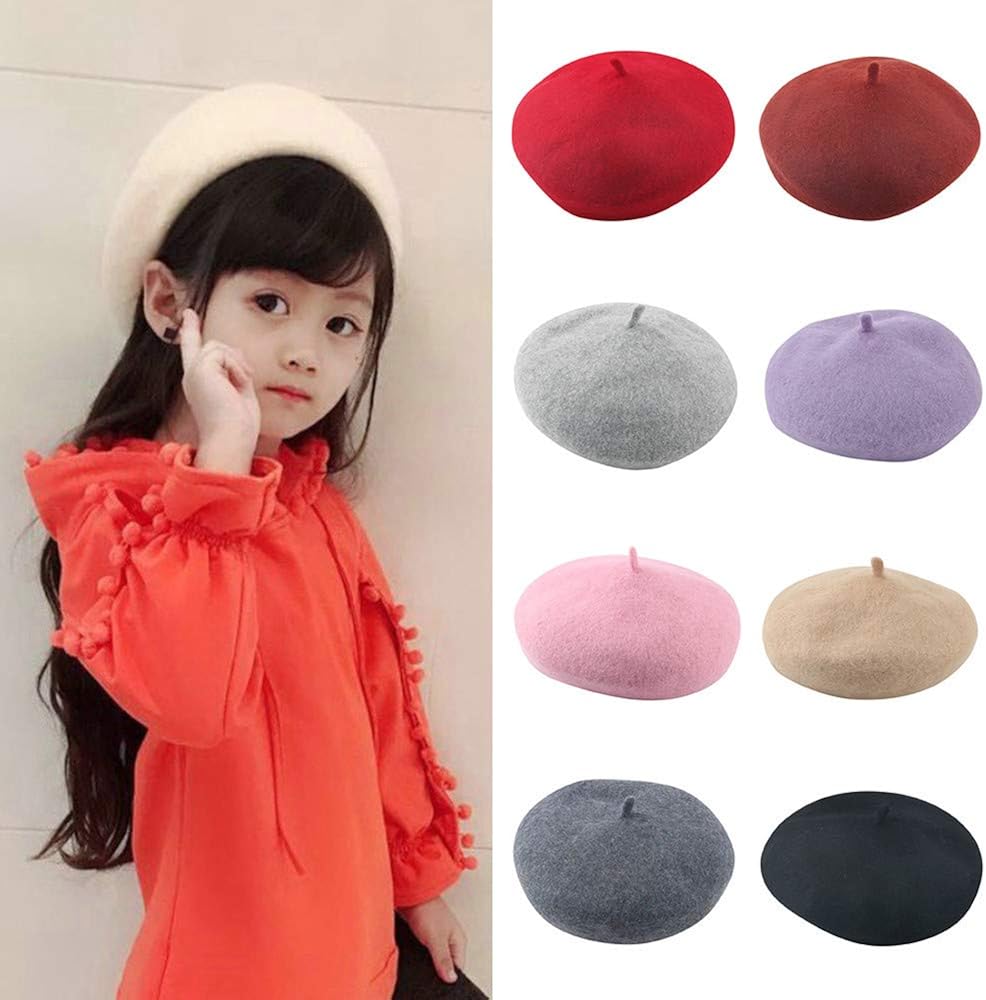 Sunenjoy Enfant Fille Beret Nacre Classique Artiste Solide Couleur Laine Casquette En Laine Bonnet Vintage Princesse Automne Hiver Casquettes Bonnets Et Chapeaux Vetements Lawawarenesssociety In