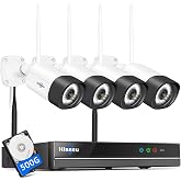 Hiseeu Wireless Security Camera, 5MP WiFi Security Camera System, 500GB HDD | Expandable 10CH 8MP NVR, Spotlight, 2 Way Audio, IP66 Waterproof, Motion Alert, DC Power Plug-in, 24/7 Recording