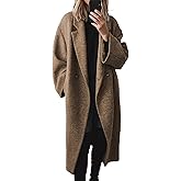 SEMATOMALA Women's Oversized Wool Blend Long Coat Double Breasted Notch Lapel Loose Fit Trench Coat Overcoat
