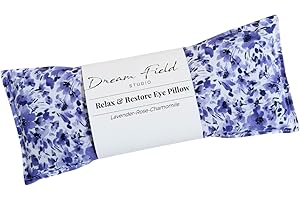 DREAM FIELD STUDIO Handcrafted Lavender Eye Pillow – Organic Aromatherapy, Weighted Flaxseed Design, Warm or Cool Use | Violet Watercolor Floral