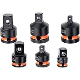 JU JIAN TEC 6-Piece Impact Socket Adapter and Reducer Set | SAE 1/4, 3/8, 1/2" Drive, Manganese Phosphate Finished, CR-MO Steel, Impact Driver &amp; Wrench Conversion Kit
