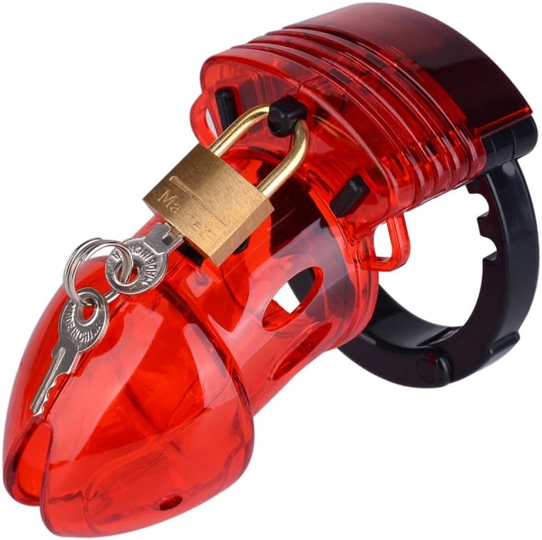 Male Bracket Comfortable Device, Red Plasitc Cage Desig Chasti_ty, Not Silicone & Alloy Material