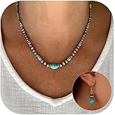 Zurlcdye Turquoise Necklaces Earrings Jewelry Set Boho Western Navajo Pearl Dainty Statement Chunky Trendy Birthday Christmas Gifts Jewelry Gifts