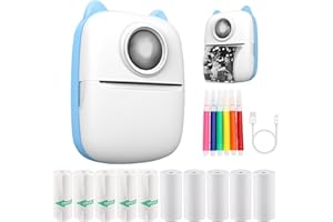 TLANGKJ Mini Sticker Printer, Bluetooth Smart Portable Printer,Photo Printer for iphone,Thermal Printer Note Buddy with 10 Rolls Thermal Paper for Journal, Portable Pocket Printer Set for iPhone,Photo, Memo