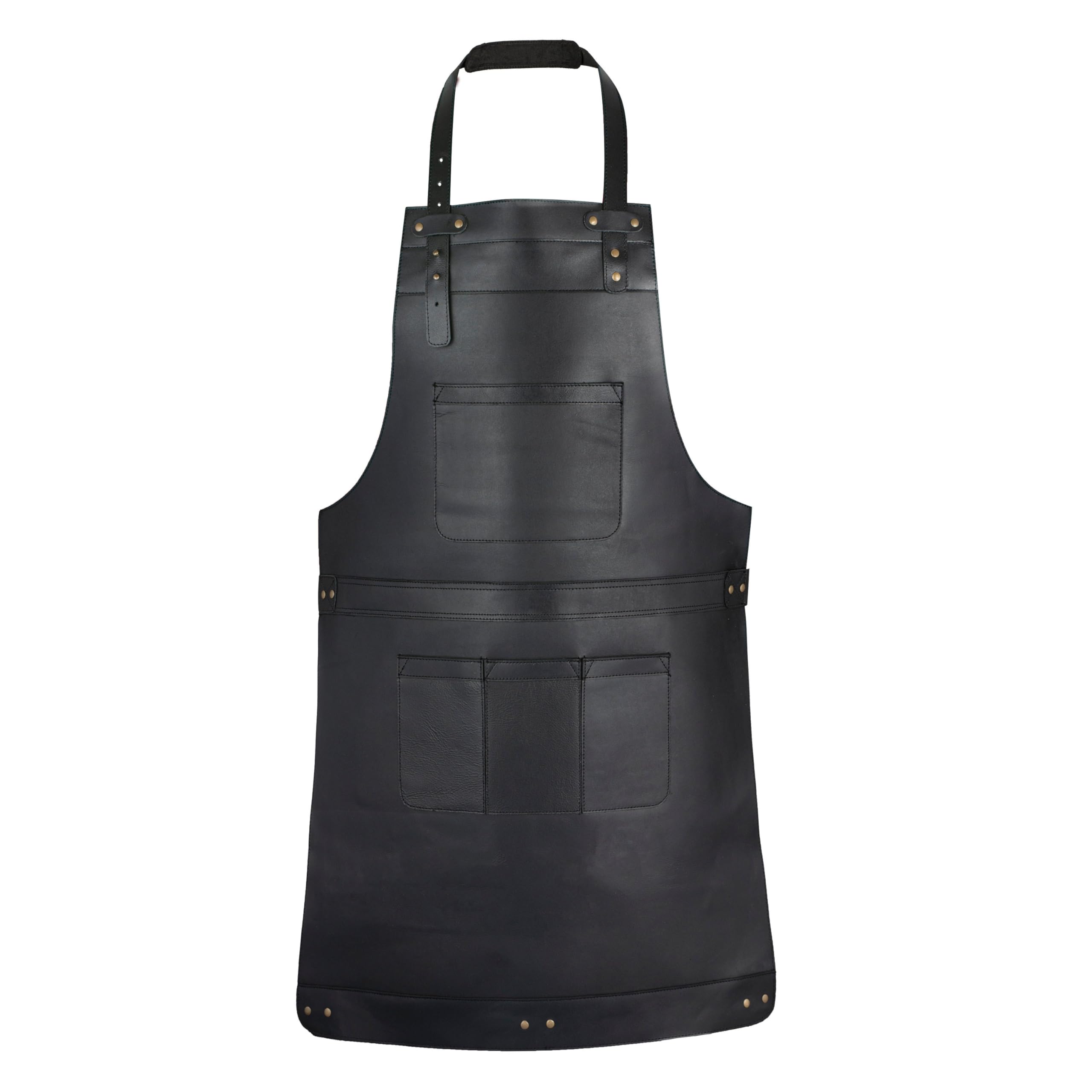 Dark Brown Leather Apron Butcher, Cook, BBQ, Cooking, Wood work, Cheff, BBq Grill Gift Apron (Black)
