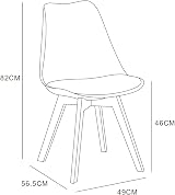 mcc direct Set of 2 Retro Dining Chairs with Wooden Legs & Soft Cushion view 3