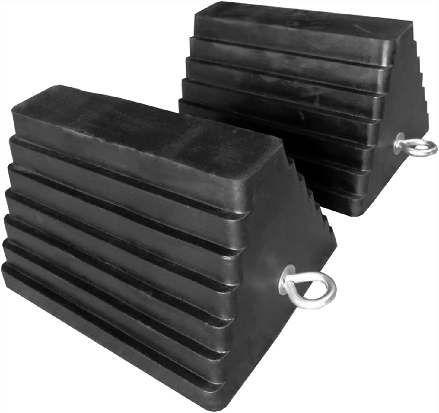 MaxxHaul 80681 10" x 8" x 6" Solid Rubber Heavy Duty Wheel Chock with Eyebolt, 2 Pack: Automotive