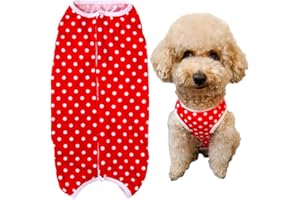 KUKASTER PET Dog’s Recovery Suit Post Surgery Shirt for Puppy, Wound Protective Clothes for Little Animals(red spot-m)